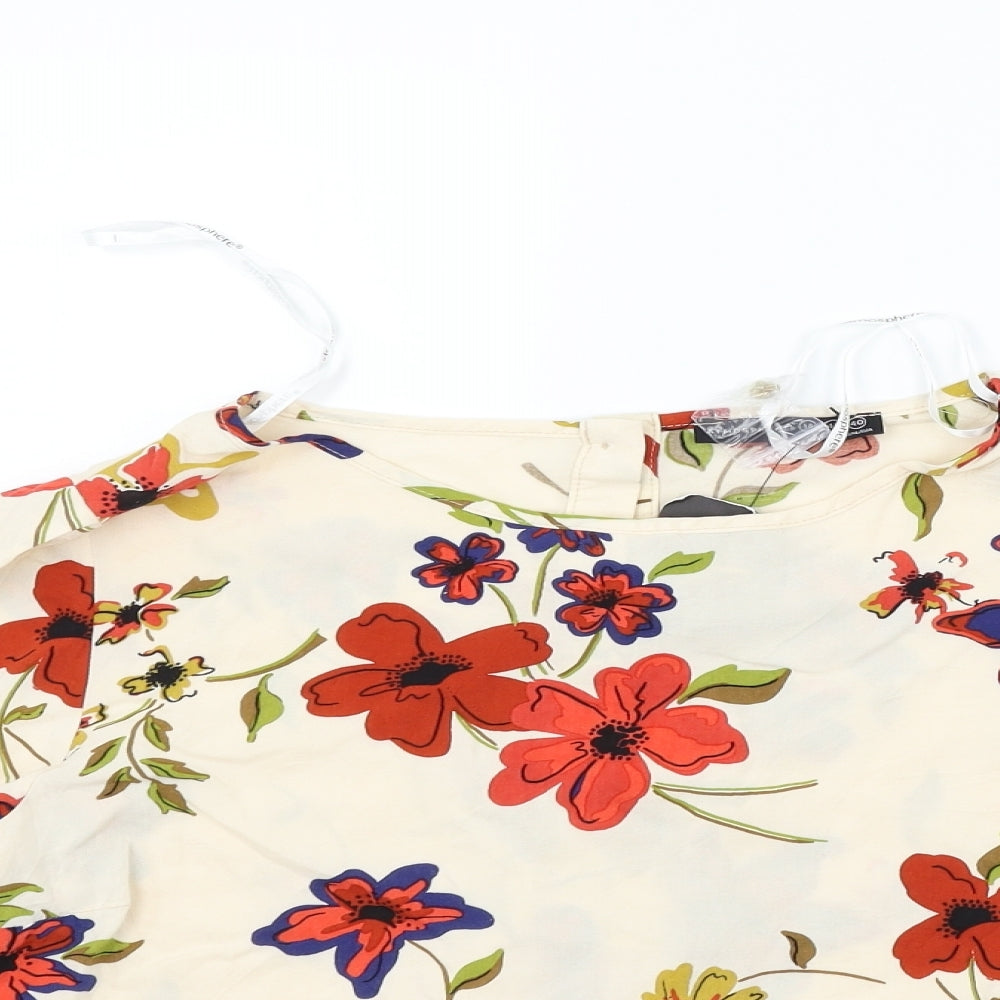 Atmosphere Womens Beige Floral  Basic Blouse Size 14