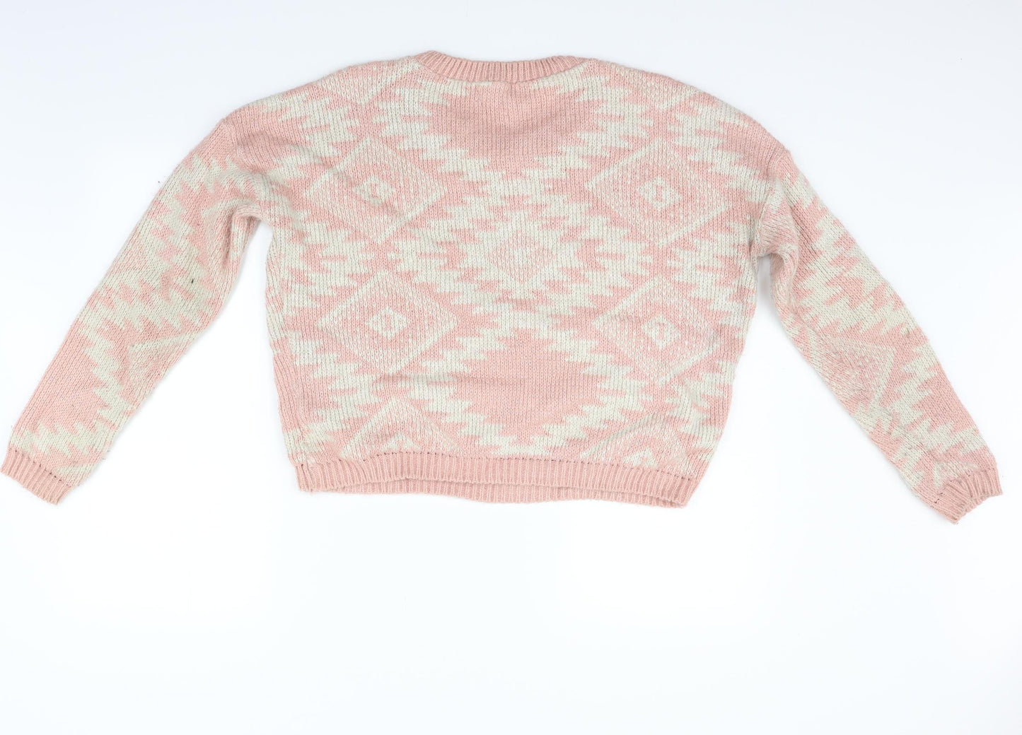 New Look Womens Pink Geometric  Pullover Jumper Size 12