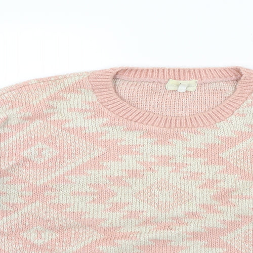 New Look Womens Pink Geometric  Pullover Jumper Size 12