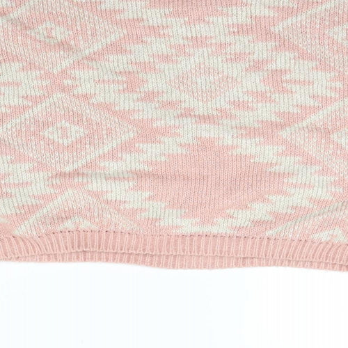 New Look Womens Pink Geometric  Pullover Jumper Size 12