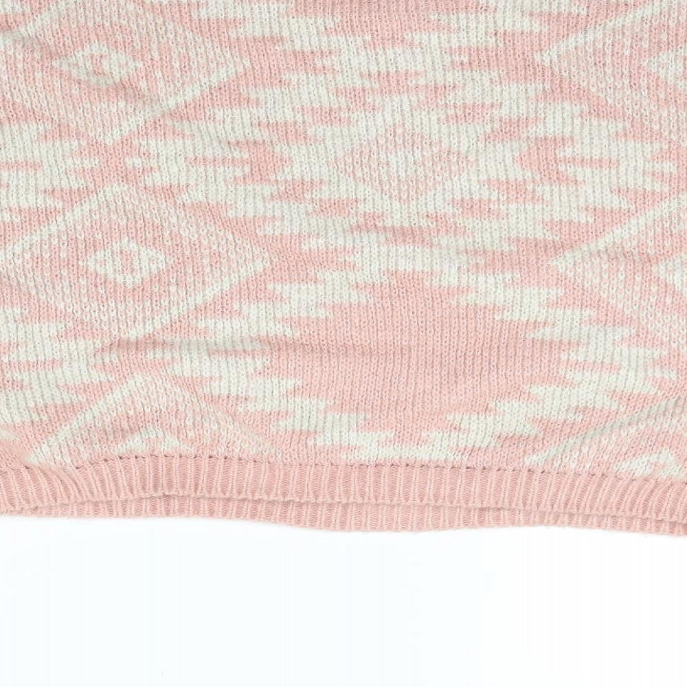 New Look Womens Pink Geometric  Pullover Jumper Size 12