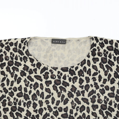 Alex & co Womens Beige Animal Print  Pullover Jumper Size 16