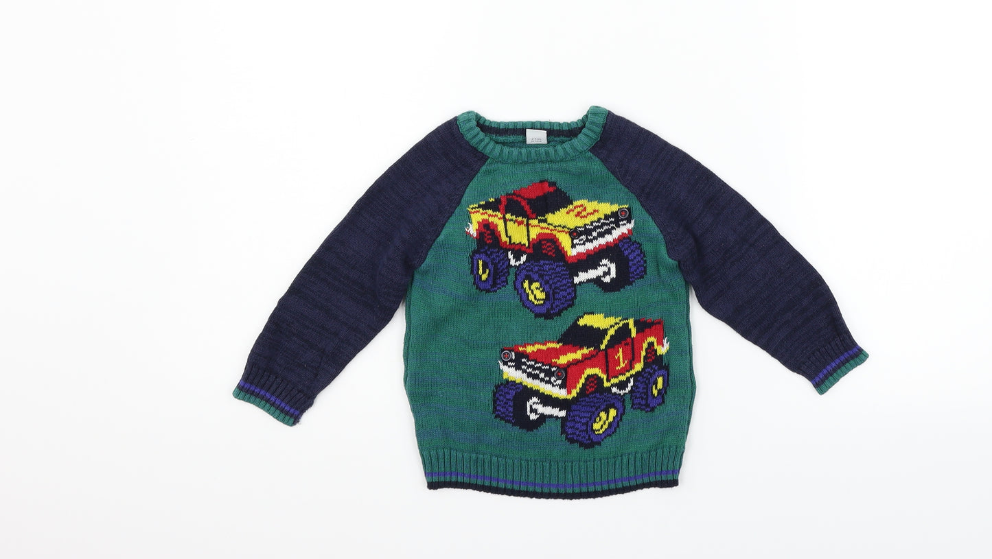TU Boys Gold   Pullover Jumper Size 2-3 Years  - CARS