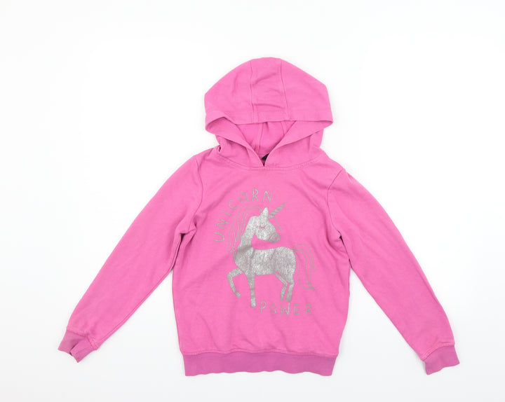 George Girls Pink Pullover Hoodie Size 9-10 Years - UNICORN