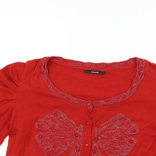 George Womens Red   Cardigan Jumper Size 12