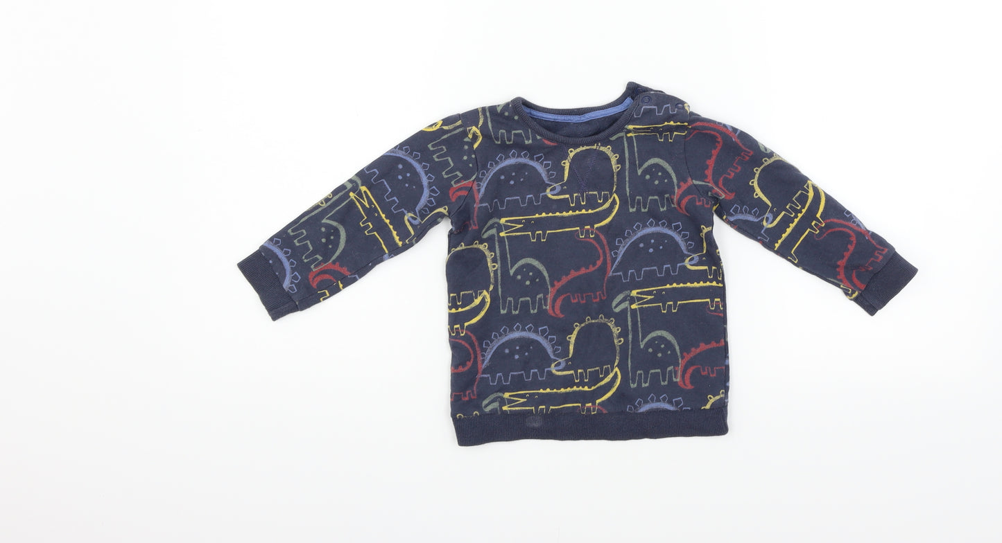George Boys Blue Geometric  Pullover Jumper Size 12-18 Months