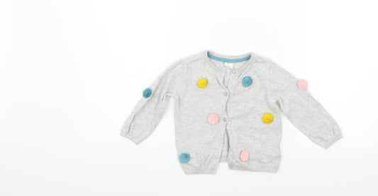 Front view of Primark Baby Grey Houndstooth Cardigan Jumper, size 18-24, Months