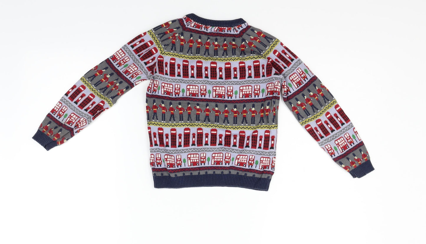 Mothercare Girls Blue Geometric  Pullover Jumper Size 3-4 Years