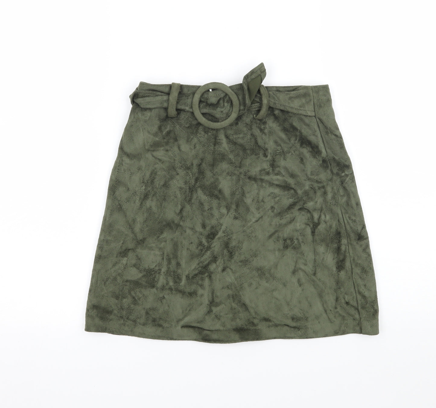 Primark Womens Green  Velour A-Line Skirt Size 4