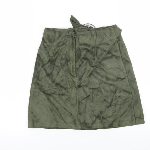 Primark Womens Green  Velour A-Line Skirt Size 4
