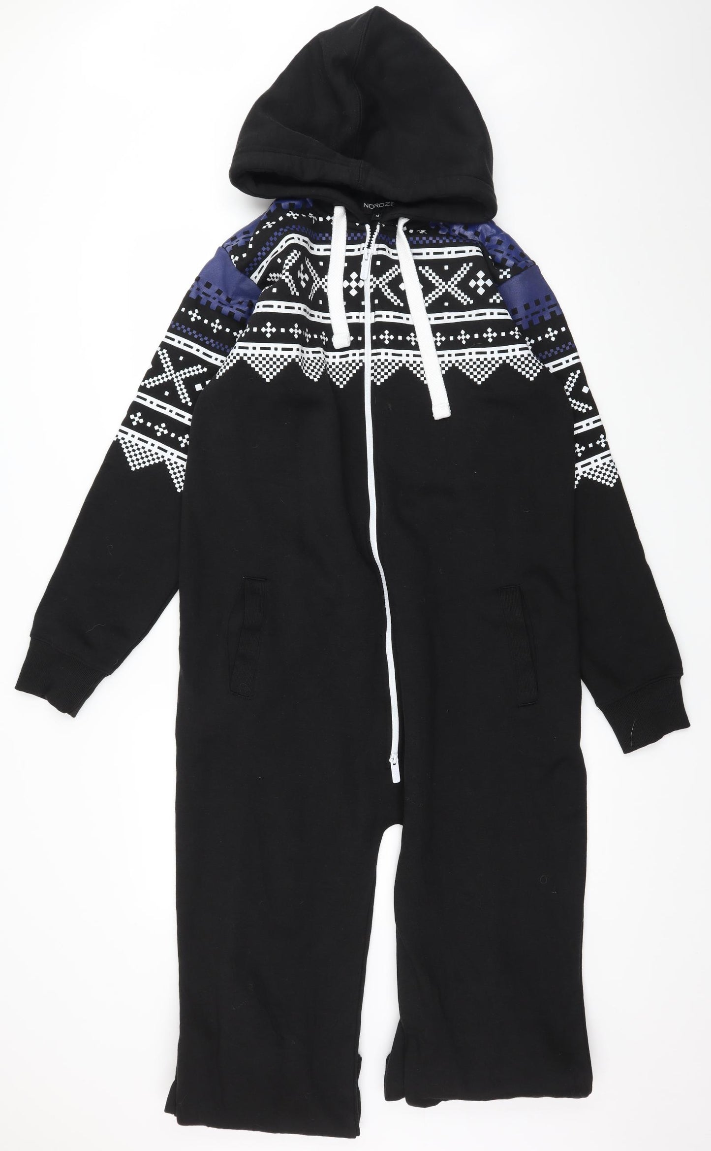 Noroze Mens Black Geometric Jersey  One Piece Size M