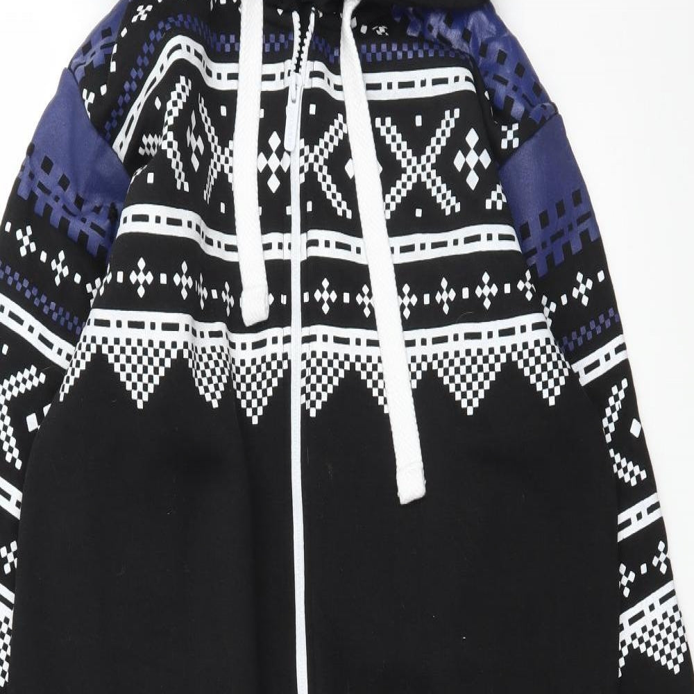 Noroze Mens Black Geometric Jersey  One Piece Size M