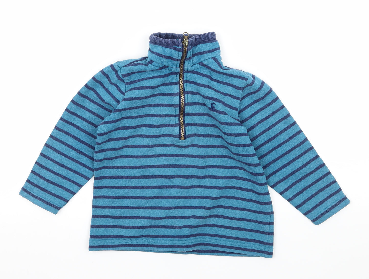 Joules Boys Blue Striped Jersey Pullover Sweatshirt Size 3-4 Years