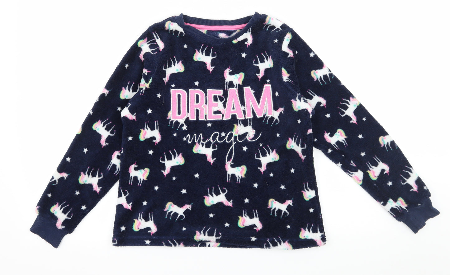 Matalan Girls Blue Geometric Microfibre Top Pyjama Top Size 11 Years  - Unicorn Dream Magic