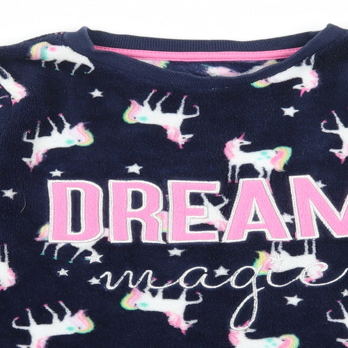 Matalan Girls Blue Geometric Microfibre Top Pyjama Top Size 11 Years  - Unicorn Dream Magic