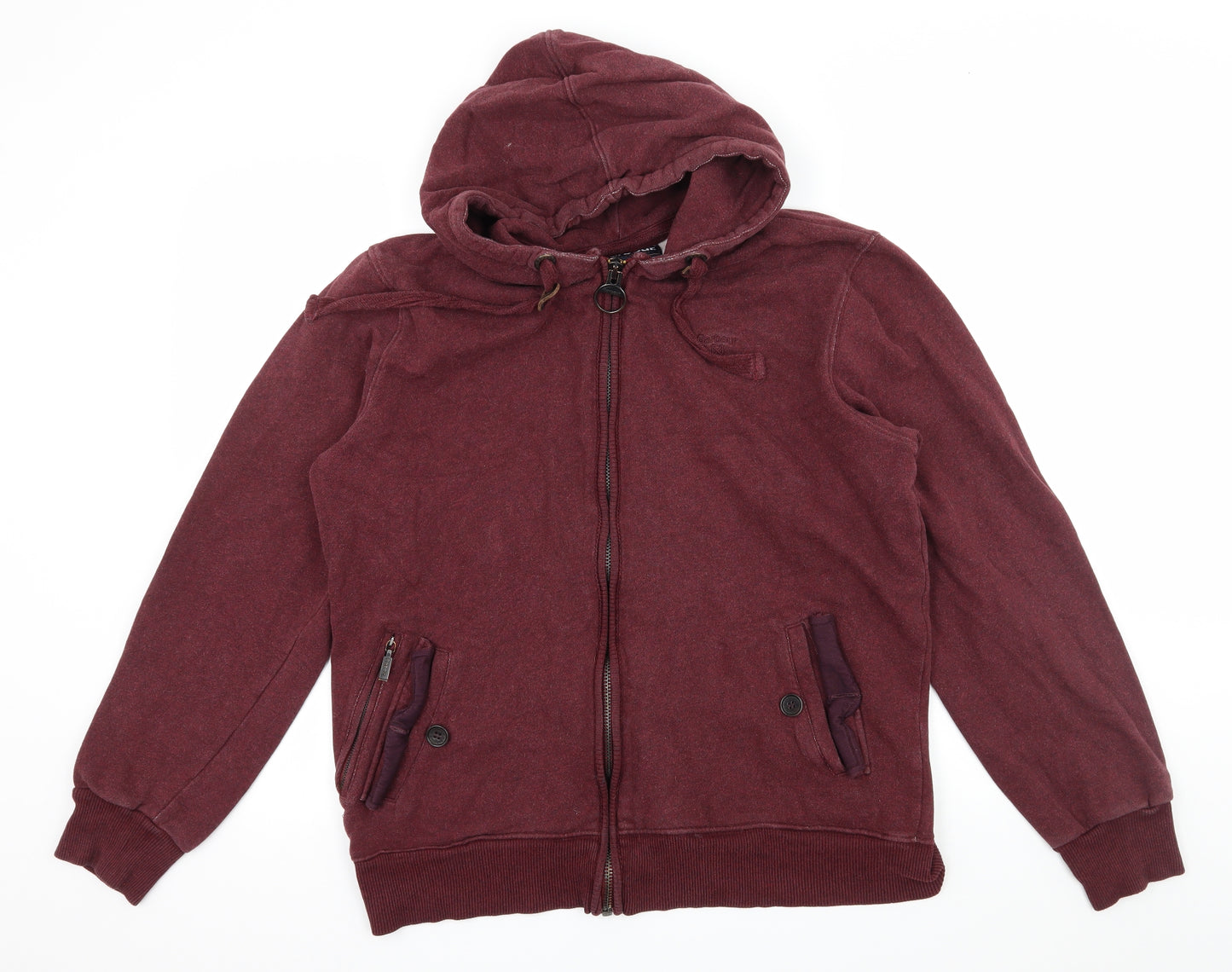 Barbour Mens Red  Jersey Full Zip Hoodie Size L