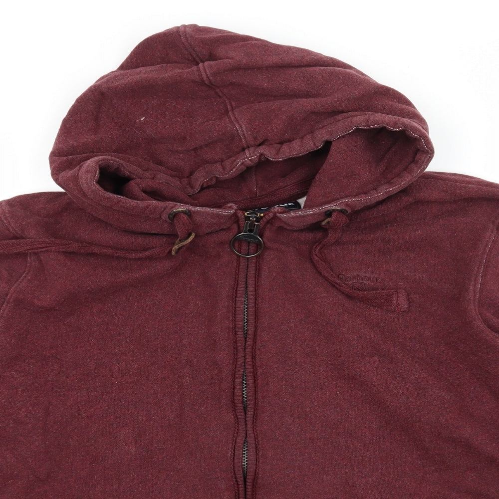 Barbour Mens Red  Jersey Full Zip Hoodie Size L