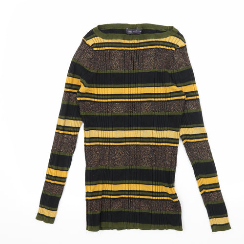 Marks and Spencer Womens Green Striped Knit Pullover Jumper Size 14