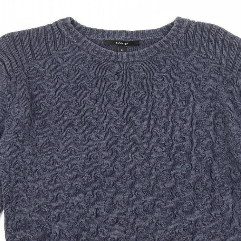George Mens Blue  Knit Pullover Jumper Size S