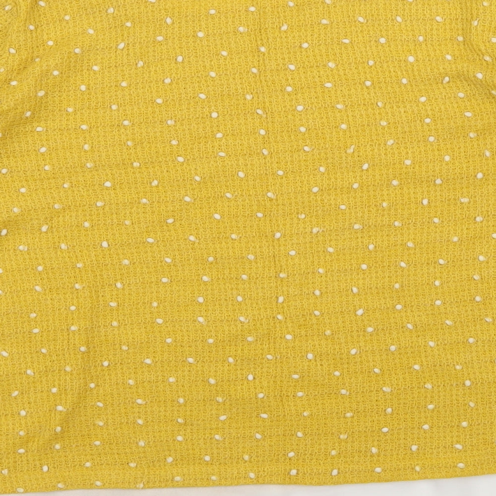 Preworn Womens Yellow Polka Dot Knit Basic T-Shirt Size 10