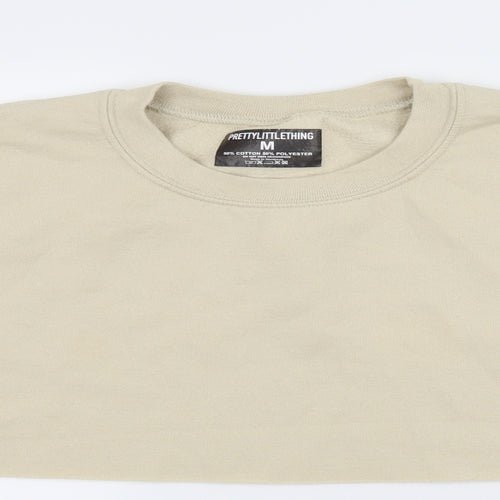 PRETTYLITTLETHING Womens Beige  Jersey Pullover Sweatshirt Size M  - cropped