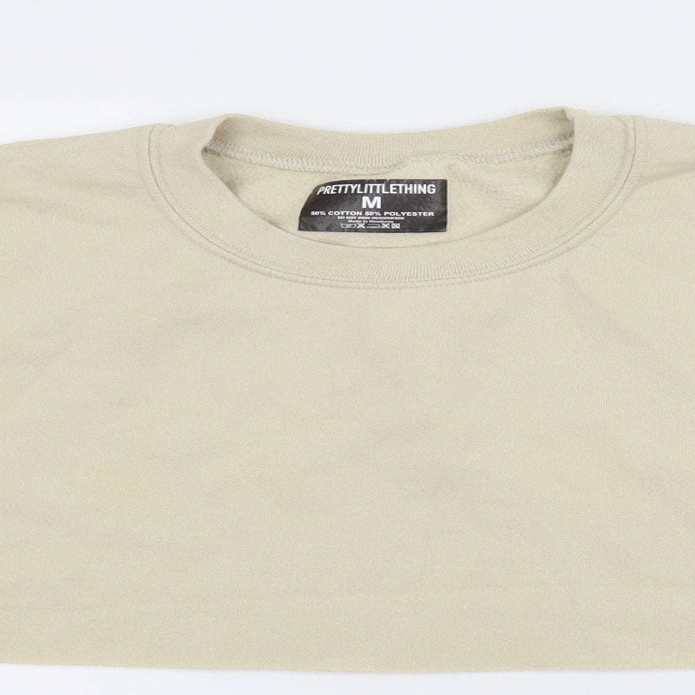 PRETTYLITTLETHING Womens Beige  Jersey Pullover Sweatshirt Size M  - cropped