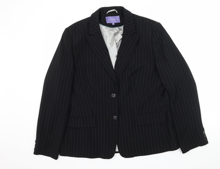 Autonomy Womens Black Striped Jacket Suit Jacket Size 18