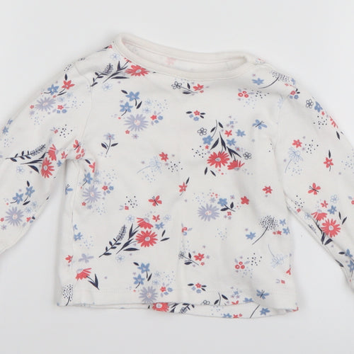 George Baby White Floral  Basic T-Shirt Size 6-9 Months