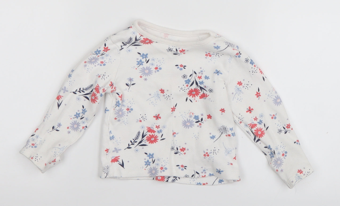 George Baby White Floral  Basic T-Shirt Size 6-9 Months