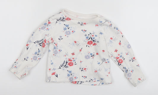 Front view of George Baby White Floral Basic T-Shirt, size 6-9, Months