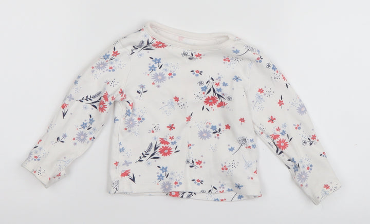 George Baby White Floral  Basic T-Shirt Size 6-9 Months