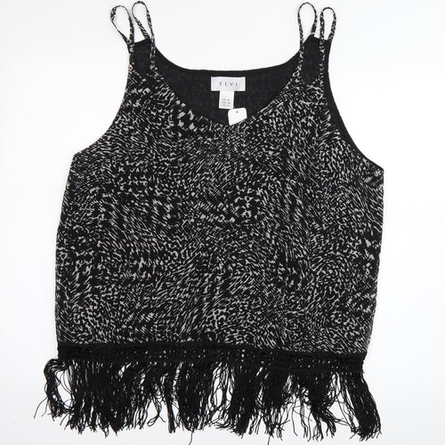 ELVI Womens Black Animal Print  Camisole Tank Size 20