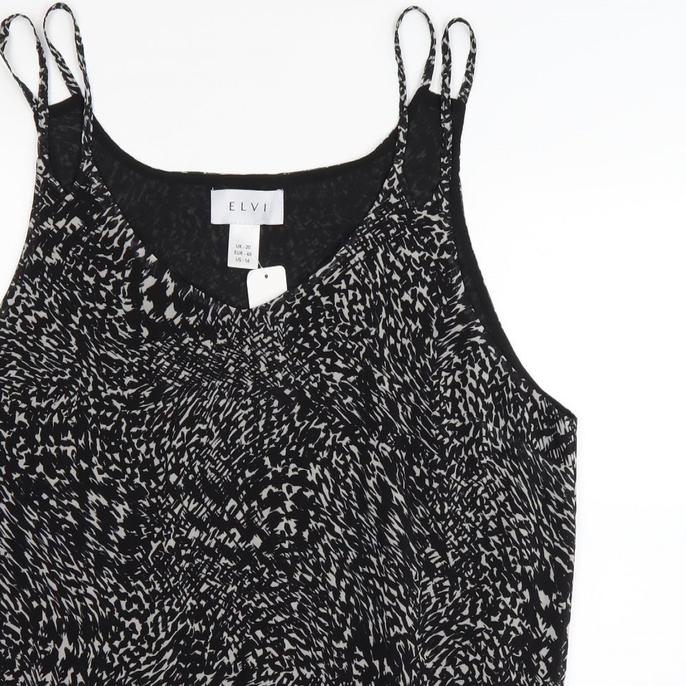 ELVI Womens Black Animal Print  Camisole Tank Size 20
