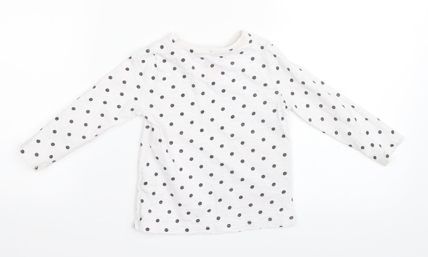 F&F Girls White Polka Dot  Basic T-Shirt Size 12-18 Months