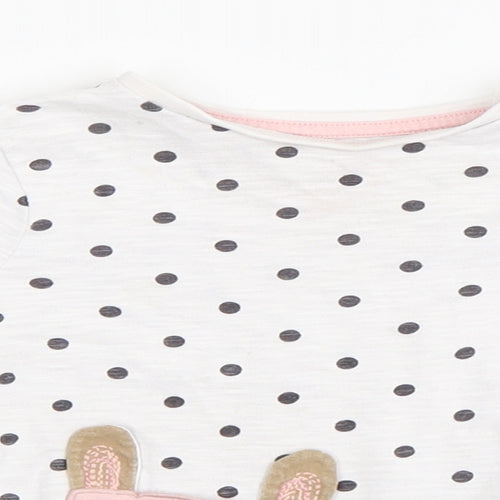 F&F Girls White Polka Dot  Basic T-Shirt Size 12-18 Months