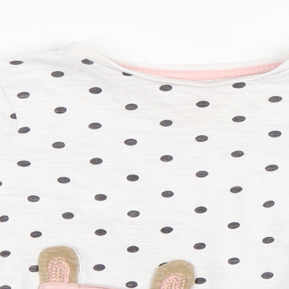 F&F Girls White Polka Dot  Basic T-Shirt Size 12-18 Months