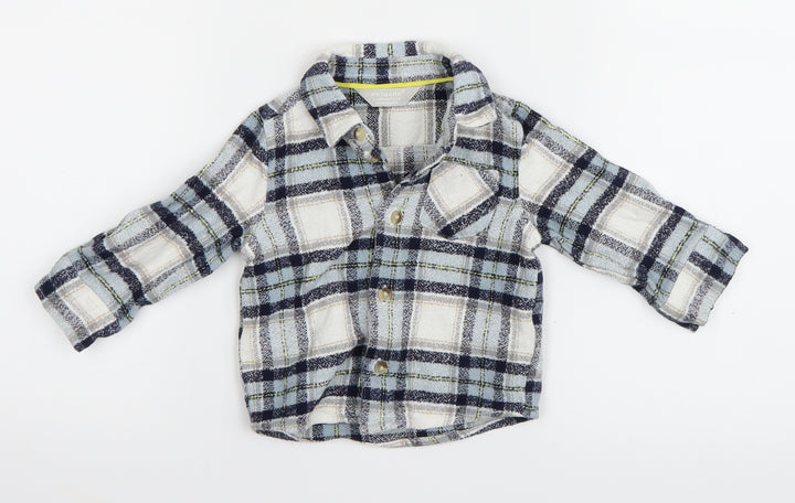 Primark Baby Blue Check Basic Button-Up Size 6-9 Months