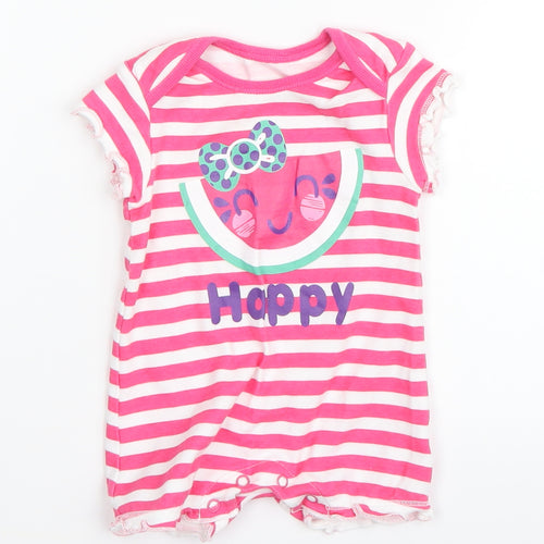 F&F Baby Pink Striped  Romper One-Piece Size 0-3 Months