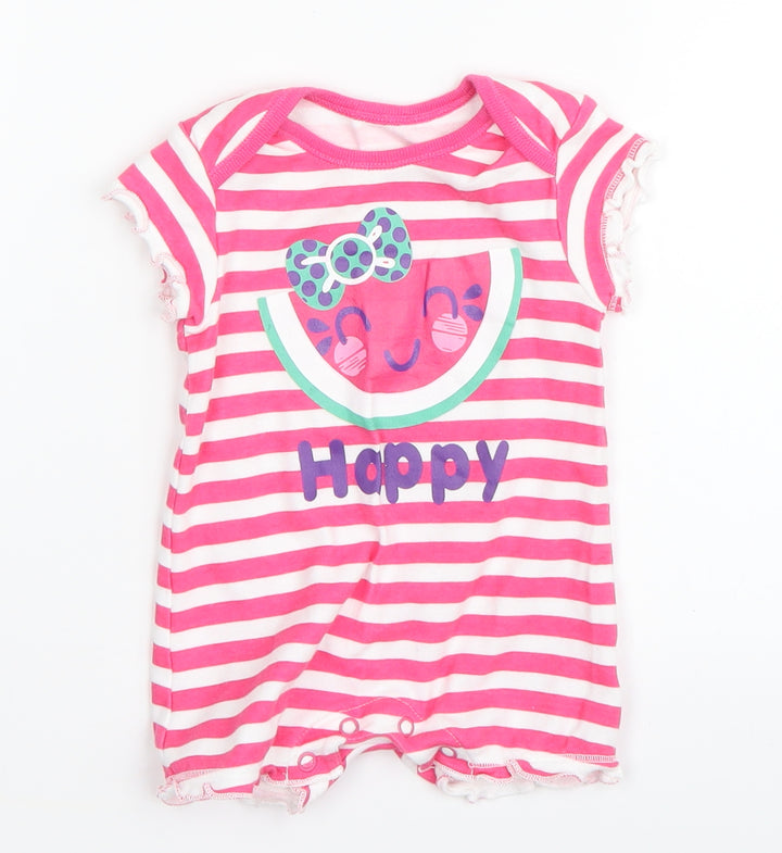 F&F Baby Pink Striped Romper One-Piece Size 0-3 Months