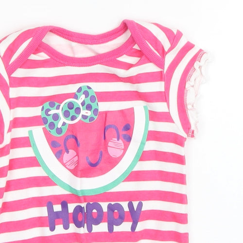 F&F Baby Pink Striped  Romper One-Piece Size 0-3 Months
