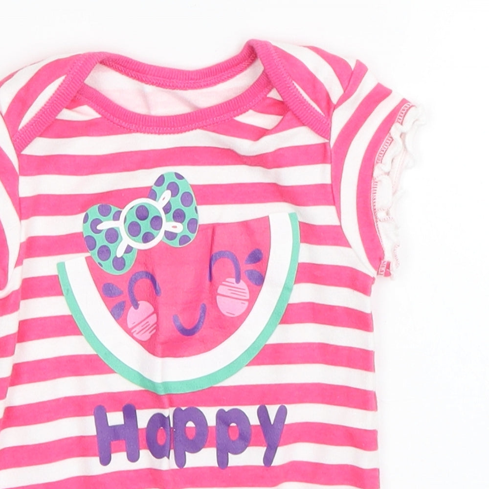 F&F Baby Pink Striped  Romper One-Piece Size 0-3 Months