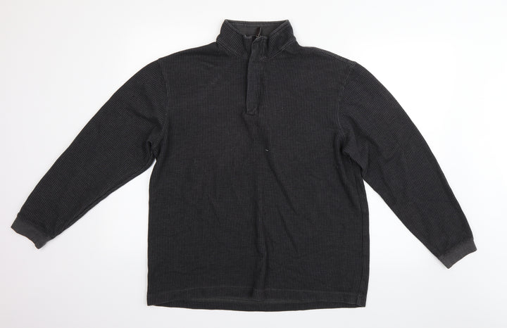 Haggar Mens Grey Henley Jumper Size L
