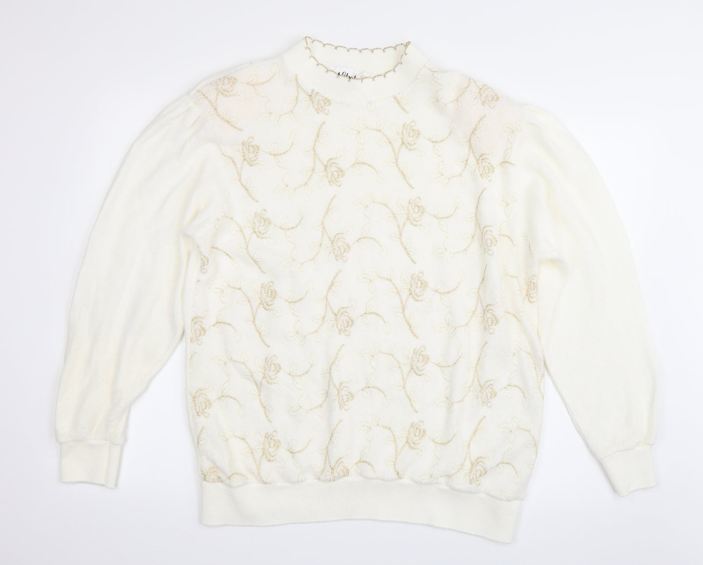 Afibel Womens White Floral  Pullover Jumper Size 22