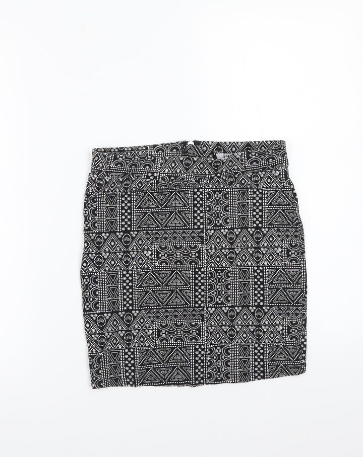 Newlook Girls Black Geometric A-Line Skirt Size 13 Years