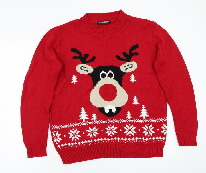 Select Womens Red Pullover Jumper Size S - christmas