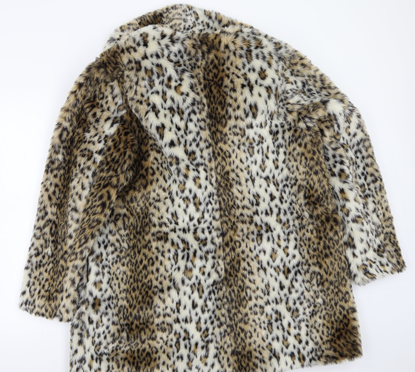 JustFab Womens Beige Animal Print  Jacket Coat Size XL