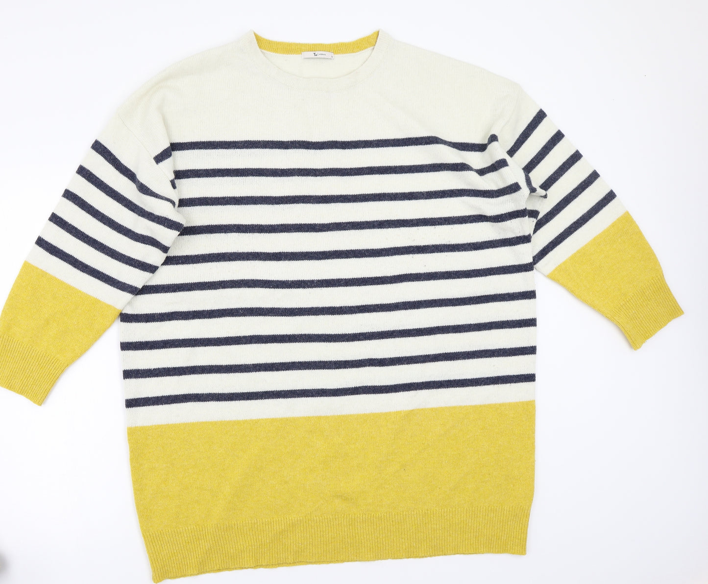 TU Womens Yellow Striped  Pullover Jumper Size 18
