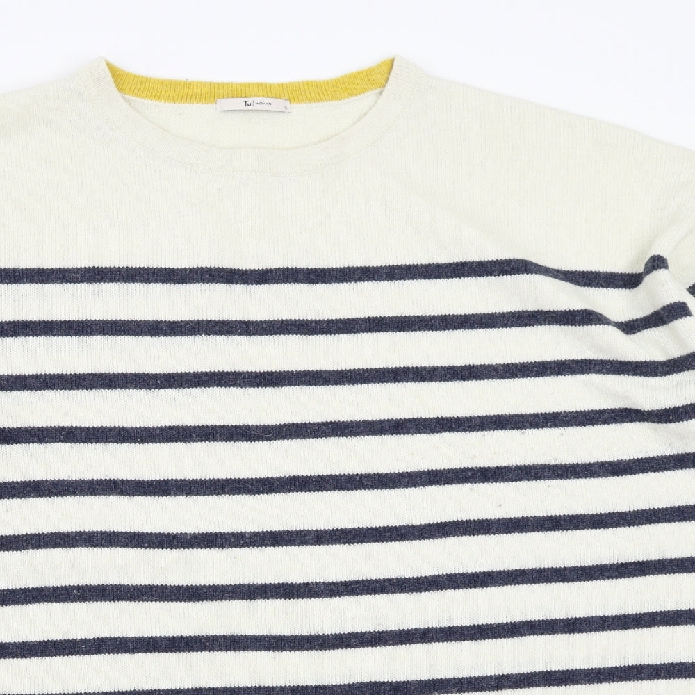 TU Womens Yellow Striped  Pullover Jumper Size 18
