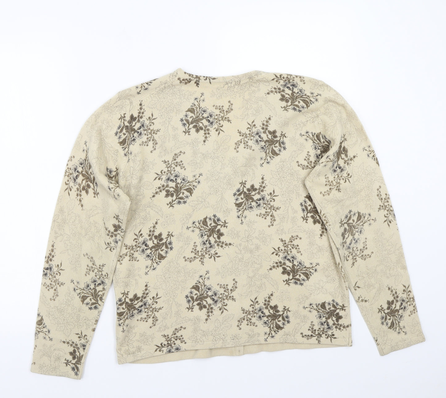Marks and Spencer Womens Beige Floral  Cardigan Jumper Size 14