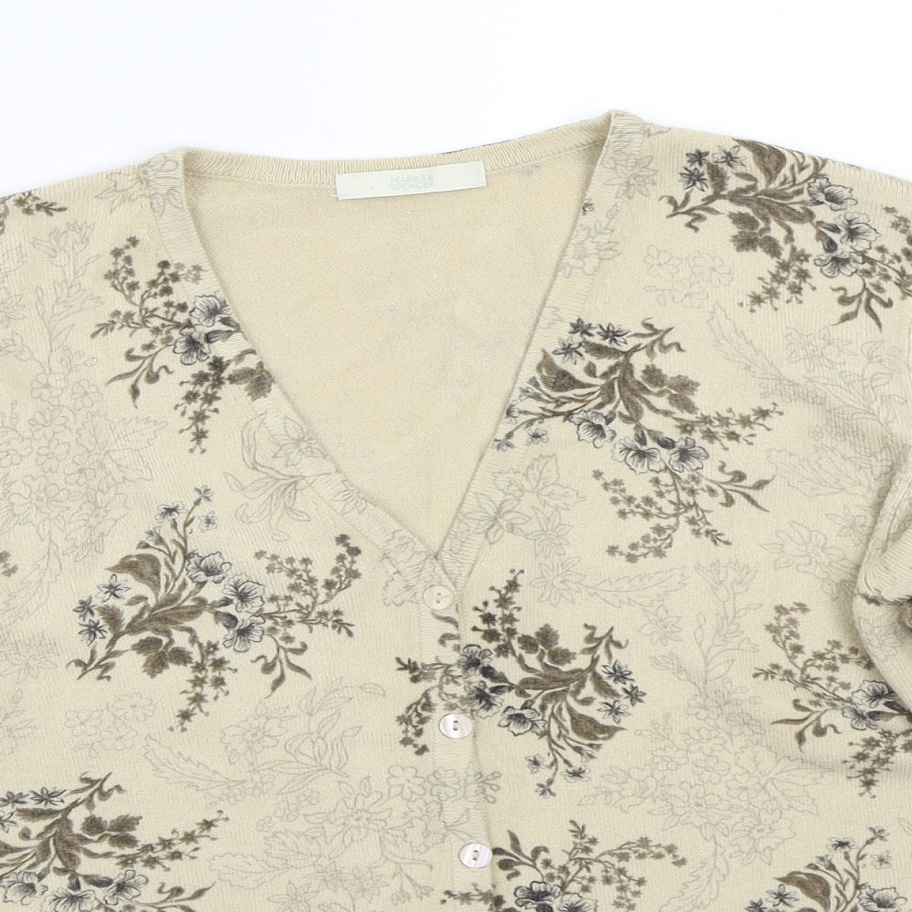 Marks and Spencer Womens Beige Floral  Cardigan Jumper Size 14